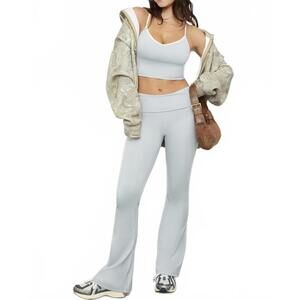 PacSun 1980 PAC WHISPER Active Gray Fold-Over Waistband Flare Yoga Pants NWT XL